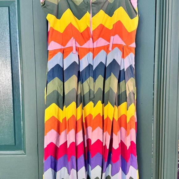Collectif Rainbow Chevron Summer Dress Size Small - Picture 3 of 5